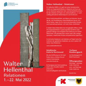 1.5. -22.5.2020 „Relationen“ Walter Hellenthal | Städtische Galerie Torhaus Rombergpark
