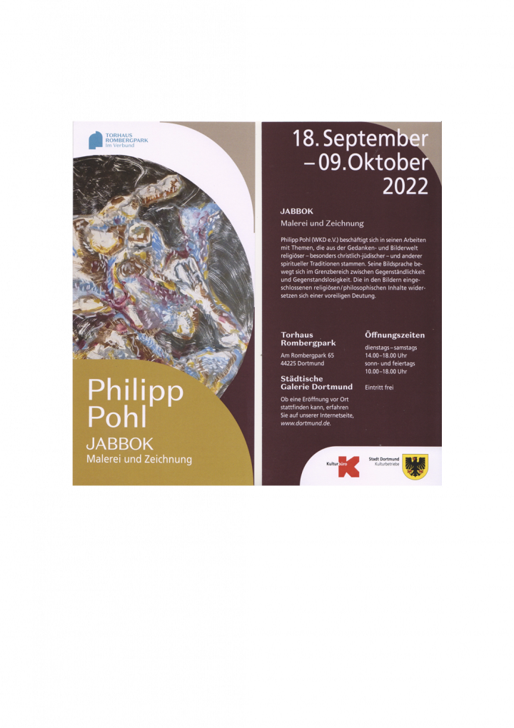18.9. -09.10.2022 „JABBOK“ Philipp Pohl | Städtische Galerie Torhaus Rombergpark