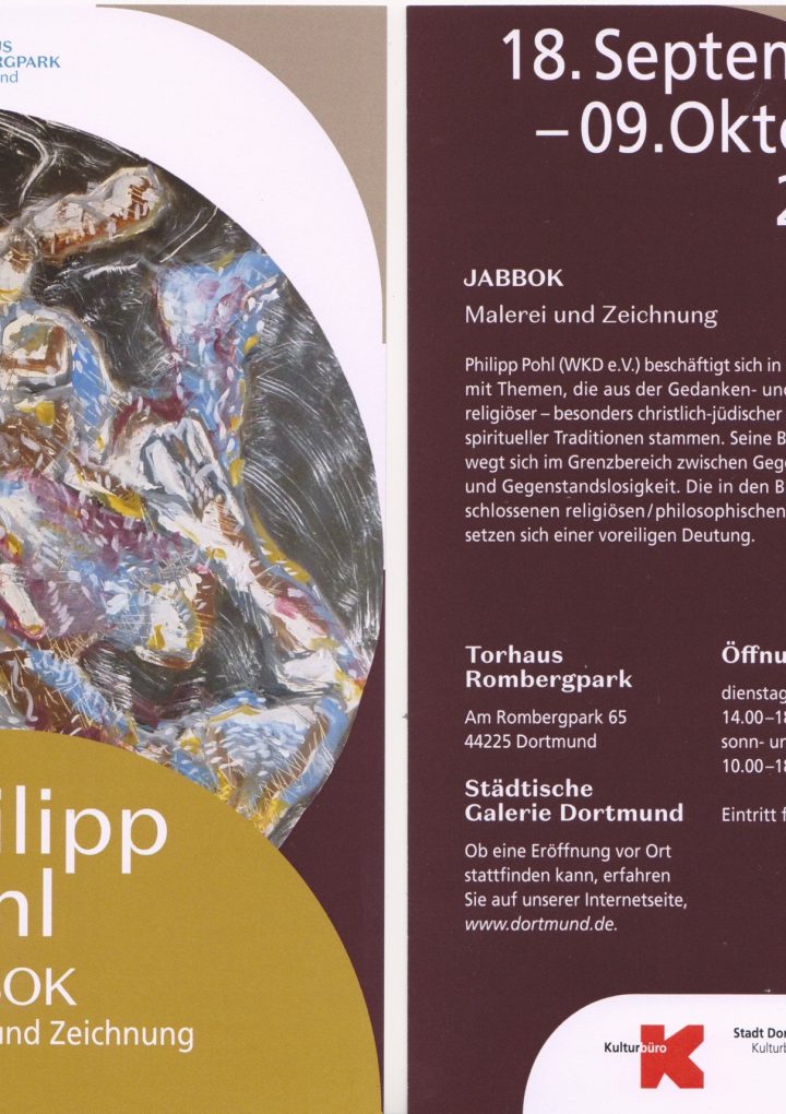 18.9. -09.10.2022 „JABBOK“ Philipp Pohl | Städtische Galerie Torhaus Rombergpark