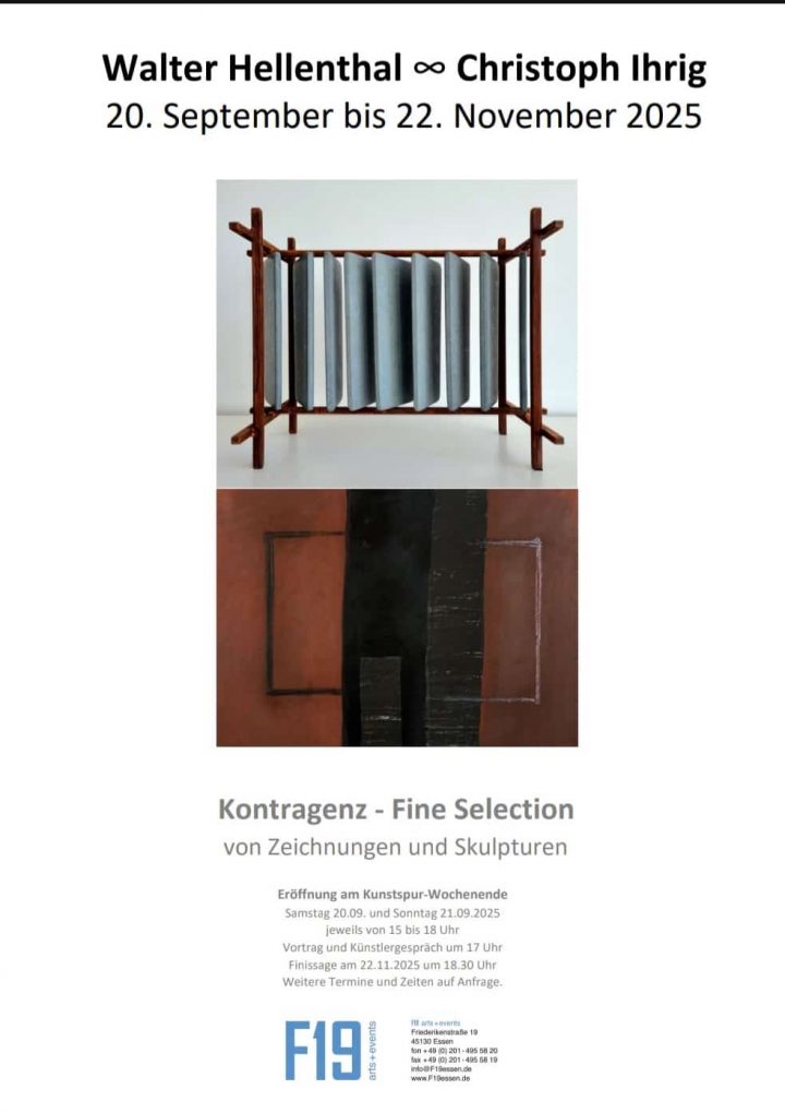 20.9. – 22.11.2025 „Kontragenz – Fine Selection“|  Walter Hellenthal & Christoph Ihrig |  F19 Essen