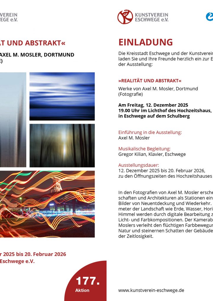 12.12.2025 – 12.02.2026 „REALITÄT UND ABSTRAKT“ | Axel M. Mosler |  Kunstverein, Eschwege