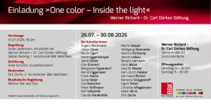 26.7. – 30.8.2026 „ONE COLOR – INSIDE THE LIGHT“ | BBK Westfalen, Dörken Stiftung